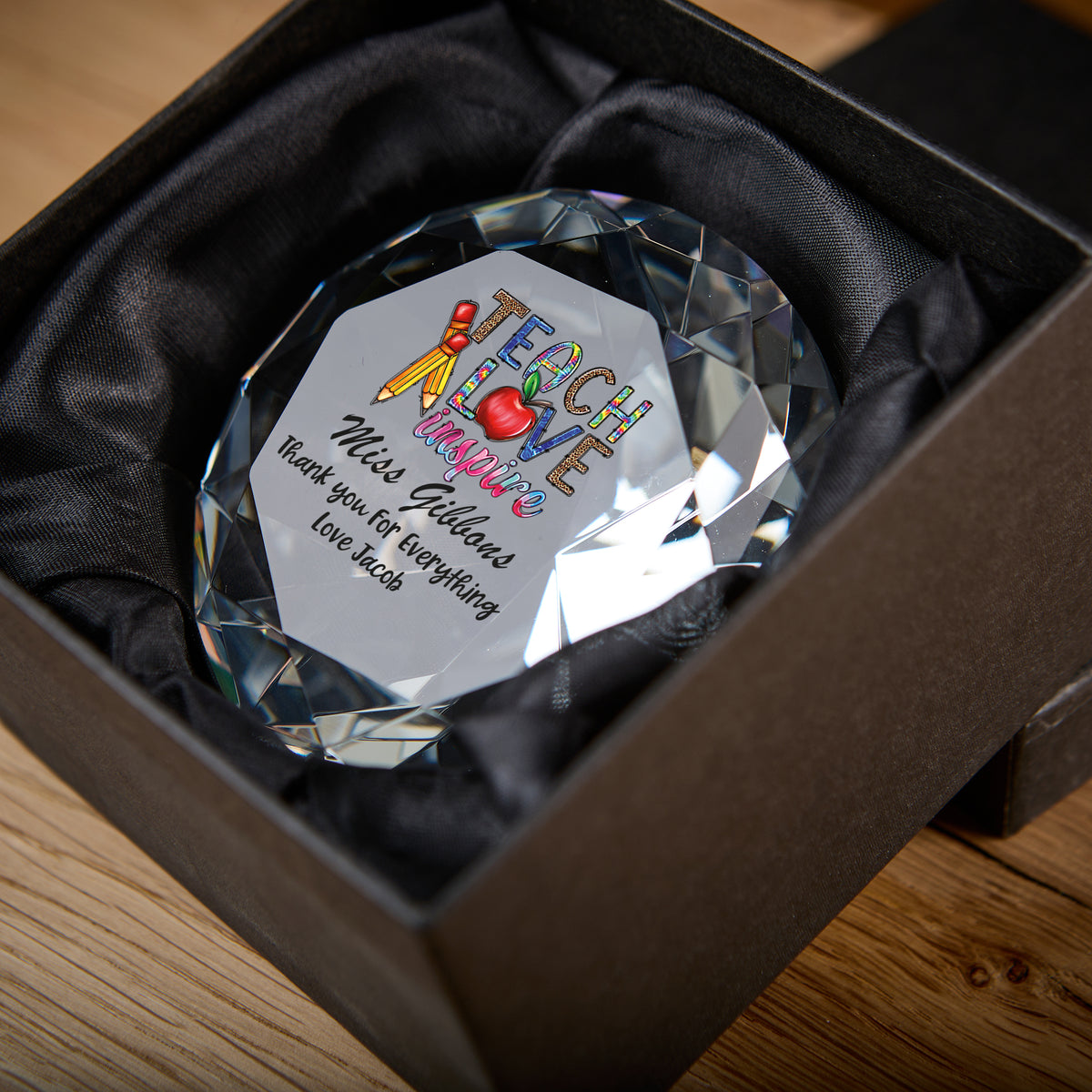 Personalised Inspired Teacher Diamond Paperweight Gift