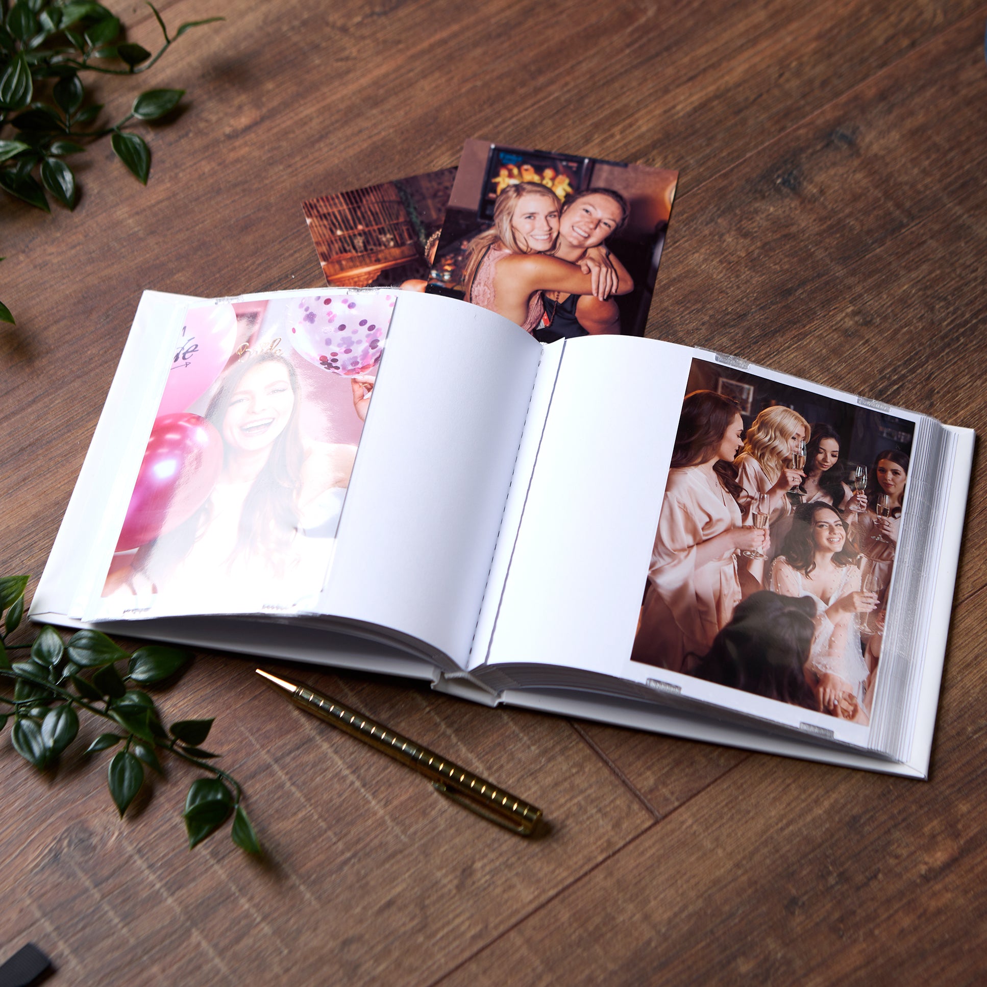 Personalised Wedding Photo Album Gift Dusty Blue Floral Leaf Heart