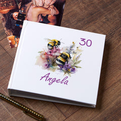 Personalised Any Age Birthday Photo Album With Bumble Bees 13th 16th 18th 21st 30th 40th 50th 60th 70th