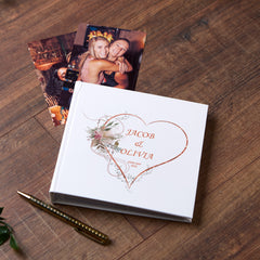Personalised Wedding Photo Album Gift Rose Gold Heart
