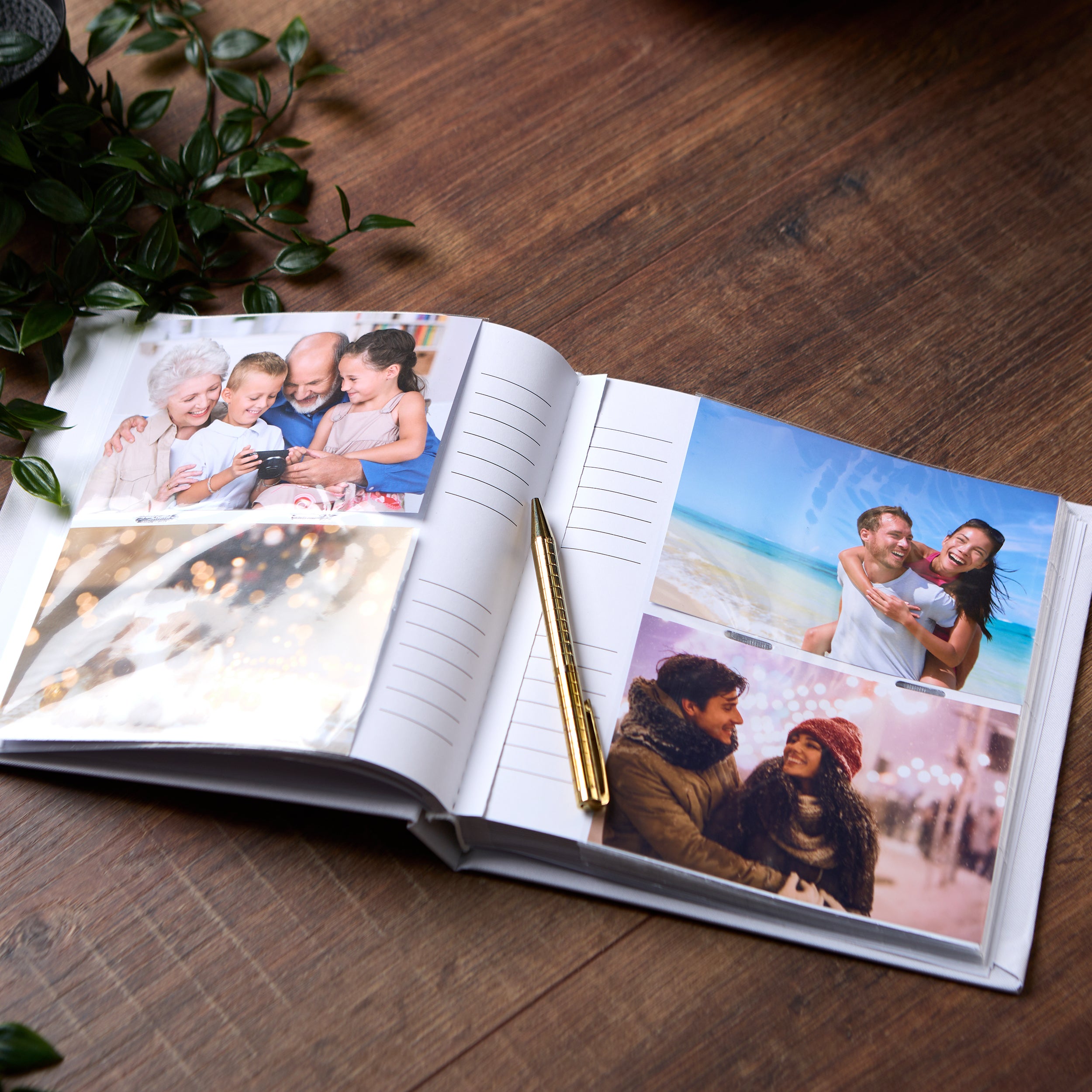 Large Book Bound Personalised Wedding Photo Album With Floral Rings