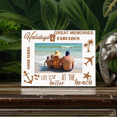 Beach Holidays White Engraved Picture Photo Frame
