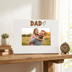 White Engraved Dad Heart Photo Frame Gift Landscape Family Photo frame ukgiftstoreonline