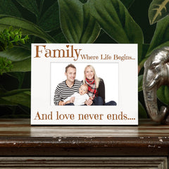 Family Where Life Begins... White Wooden Photo Frame
