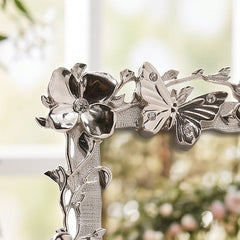 Flower and Butterfly Nickel Plated Photo Frame for Anniversaries Wedding and Valentines photo frame ukgiftstoreonline