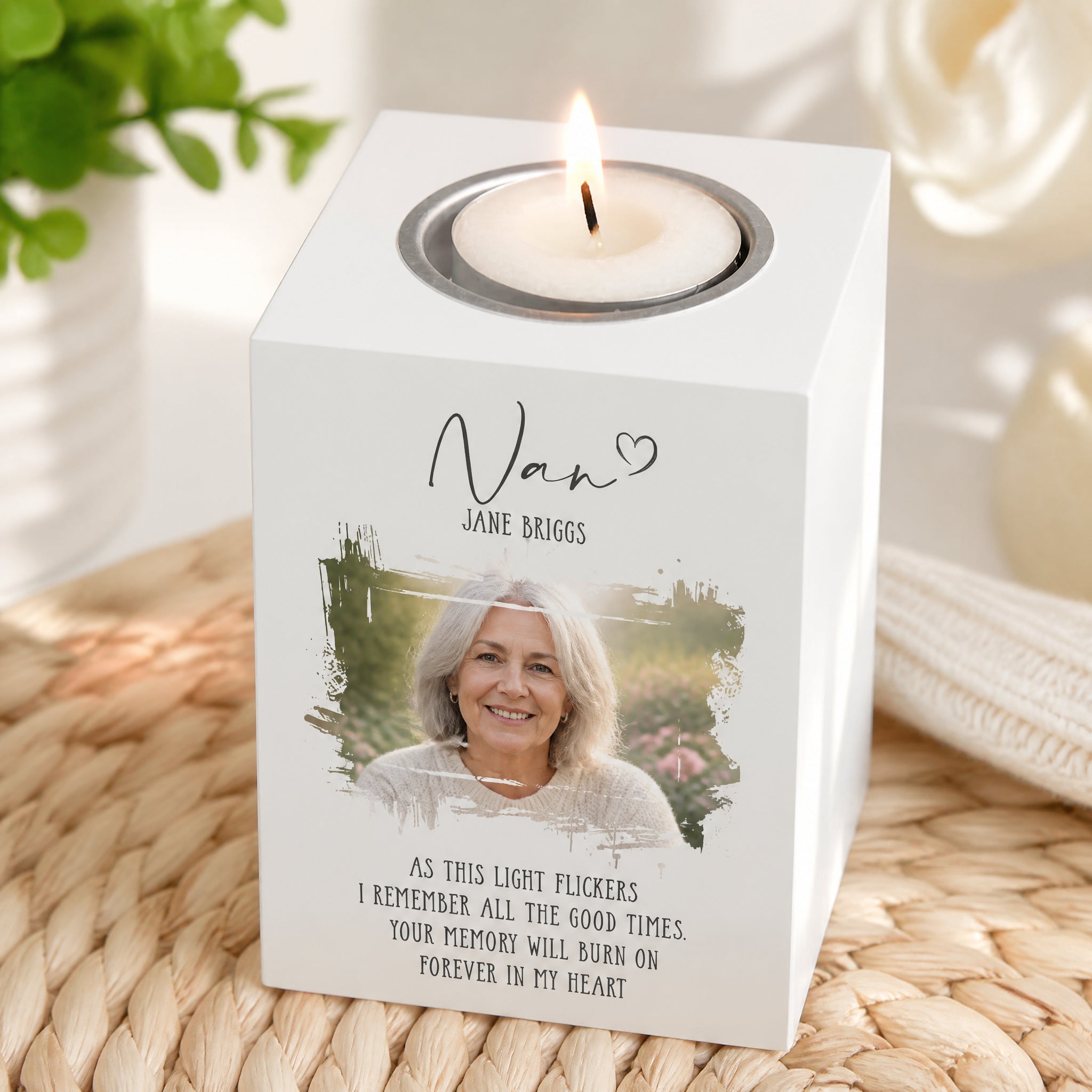 Memorial Nan Tea Light Holder Bereavement Sympathy Gift With Photo Tea Light Holder ukgiftstoreonline