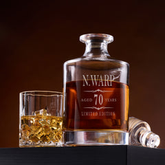Personalised Large Round Birthday Vintage Glass Whiskey Decanter Gift