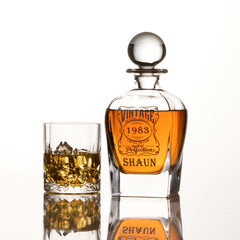 Personalised Birthday Vintage Glass Whiskey Decanter Gift