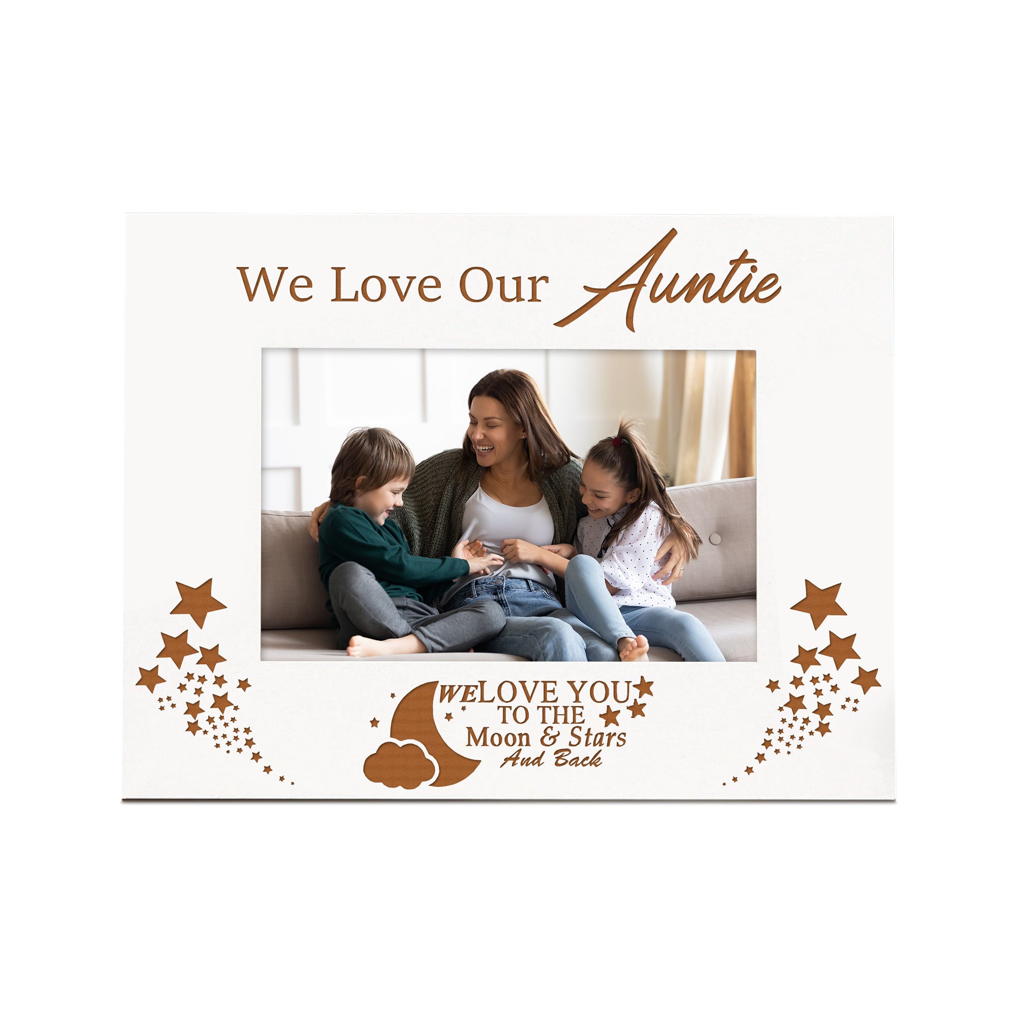 We Love Our Auntie White Wooden Photo Frame Gift