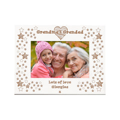 White Engraved Personalised Grandma & Grandad Picture Photo Frame Gift