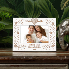 White Engraved Mummy and Daddy Verse Photo Frame Personalised