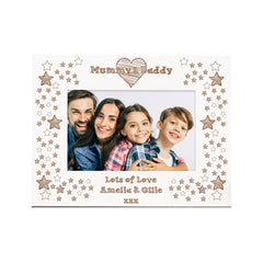 White Engraved Personalised Mummy & Daddy Picture Photo Frame Gift