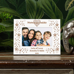 White Engraved Personalised Mummy & Daddy Picture Photo Frame Gift