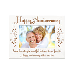 Happy Anniversary White Wooden Engraved Photo Frame Gift