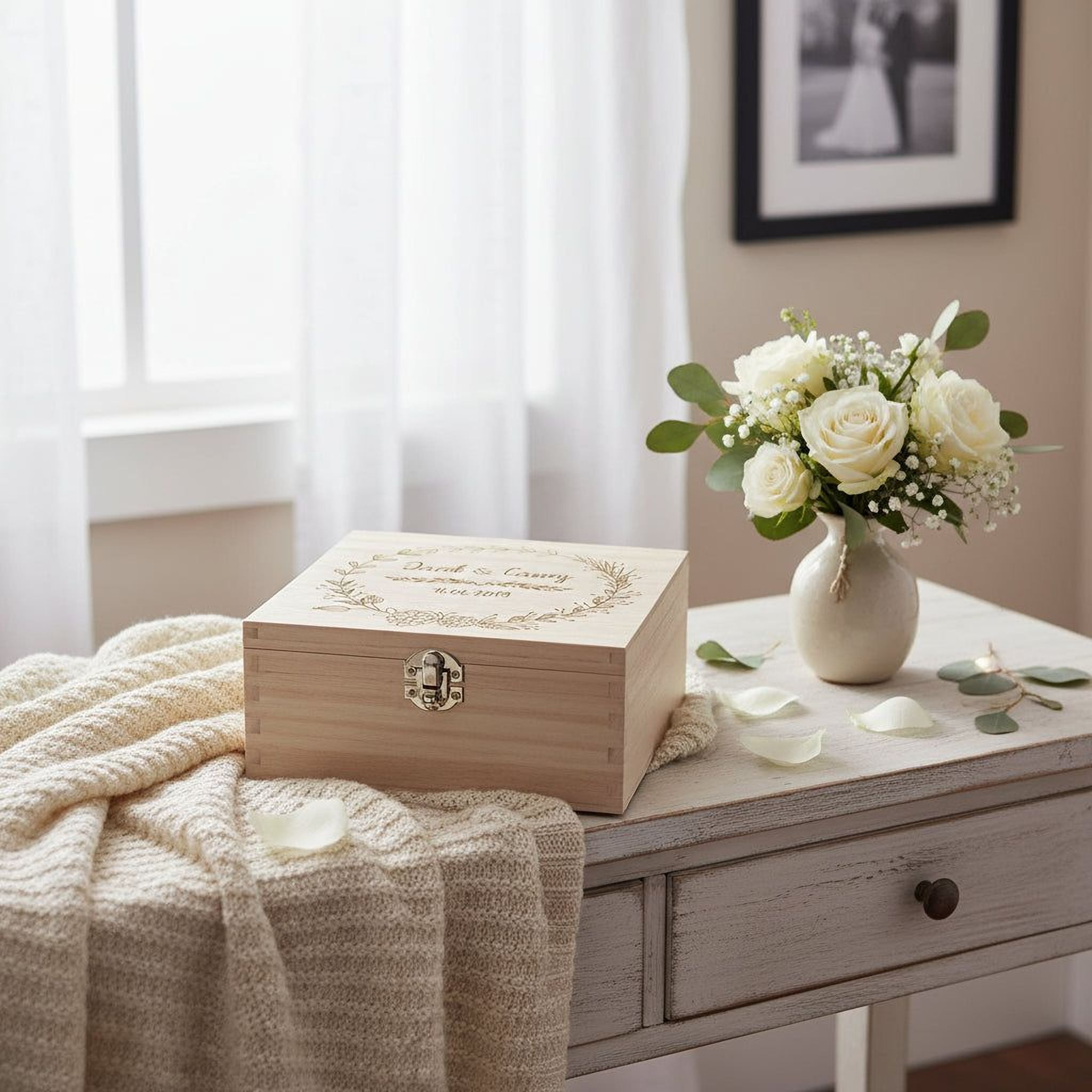 ukgiftstoreonline Personalised Wooden Keepsake Box Wedding Memory Engraved Gifts Any Name Keepsake Memory Box ukgiftstoreonline