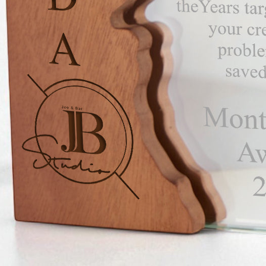 Personalised Exclusive Book Style Trophy Any Engraving Wood and Glass  Personalised Engraved Award Trophy Perfect for Sports, Employees, School Ceremonies & Appreciation