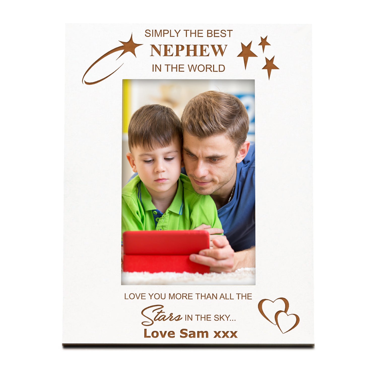 Personalised Nephew White Engraved Wooden Photo Frame Gift Photo Frame ukgiftstoreonline