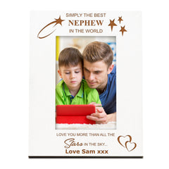Personalised Nephew White Engraved Wooden Photo Frame Gift Photo Frame ukgiftstoreonline