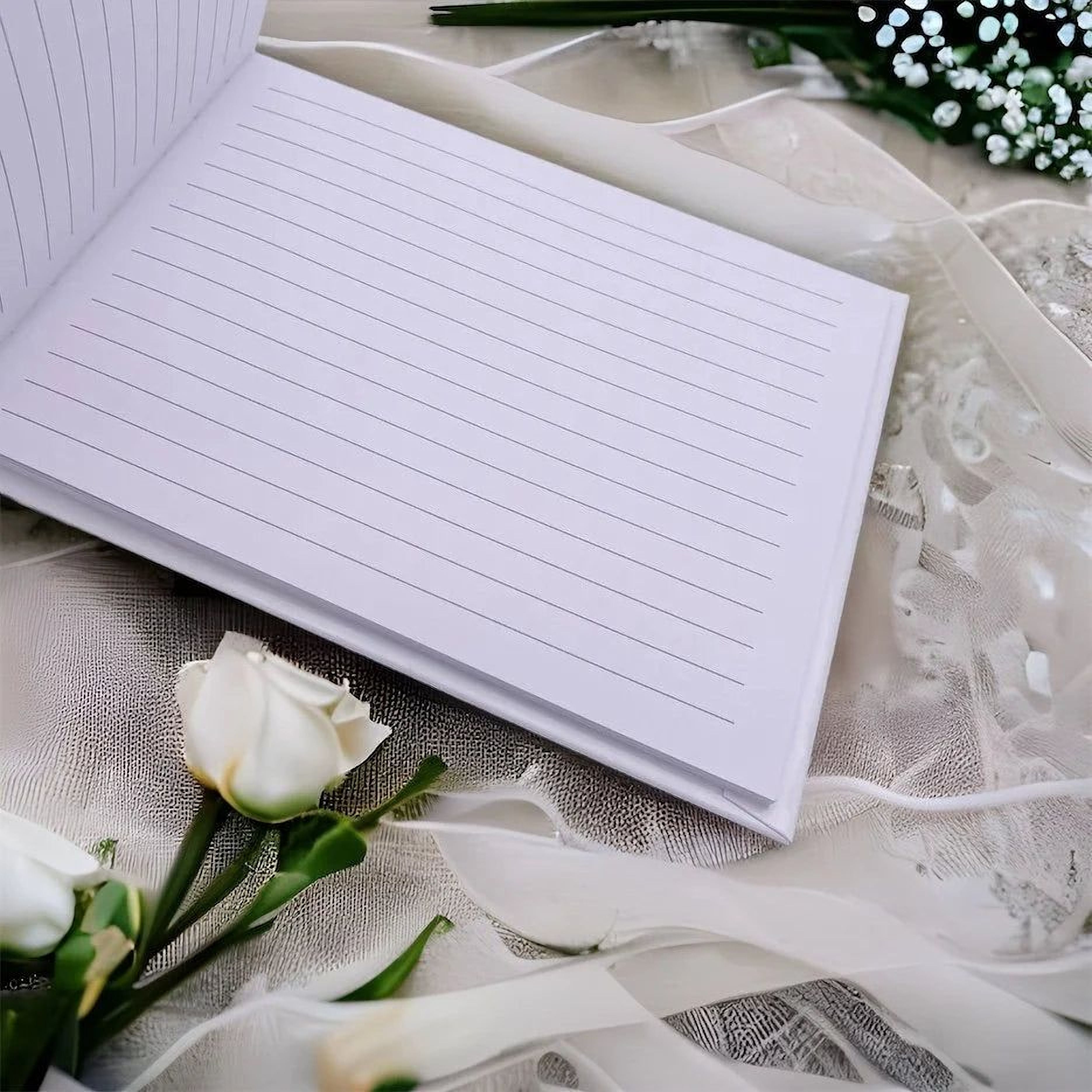 Personalised Floral Wreath Wedding Lined Guest Book Hard Cover 80 Pages Guest Book ukgiftstoreonline