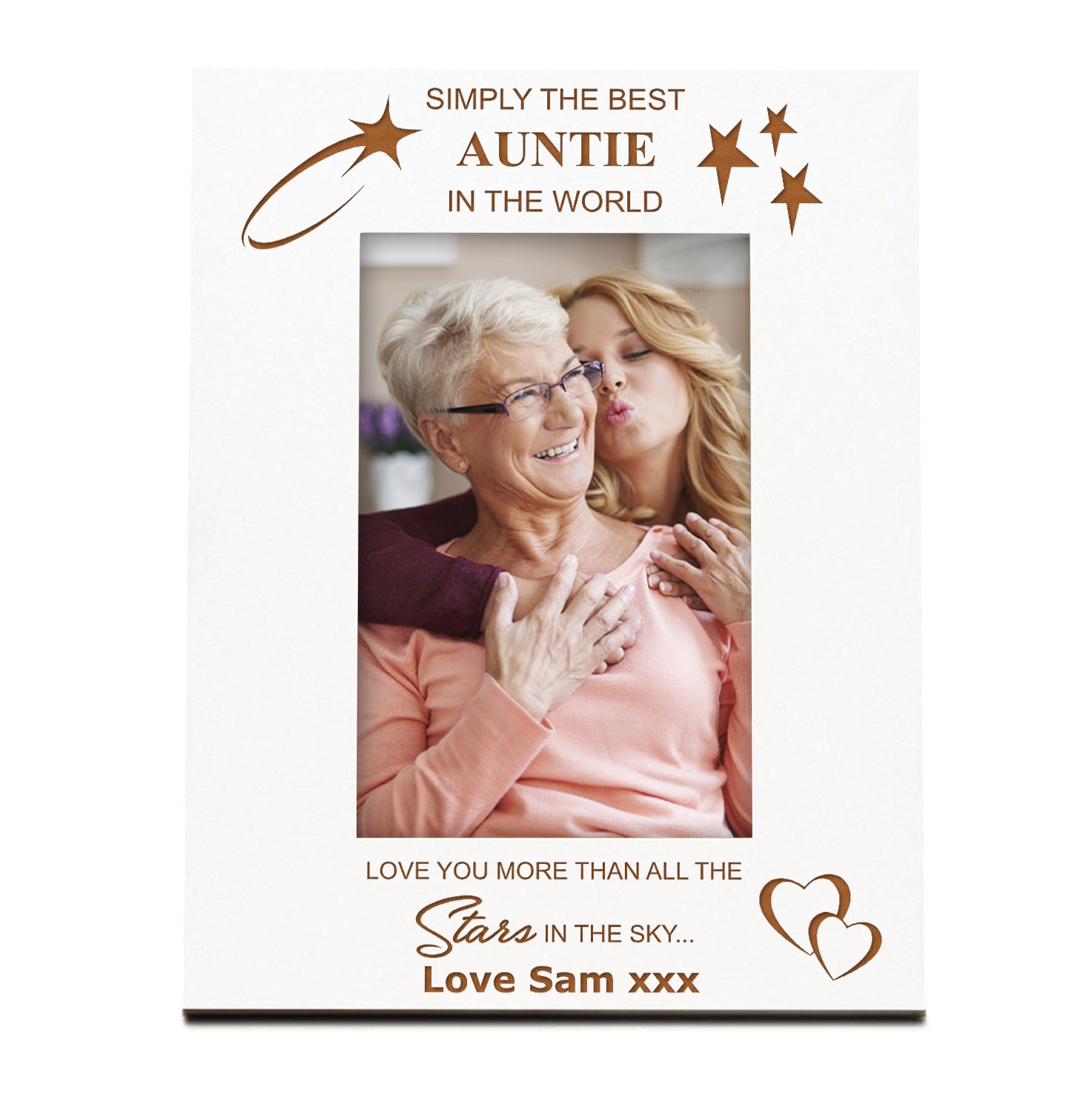 Personalised Auntie White Engraved Wooden Photo Frame Gift