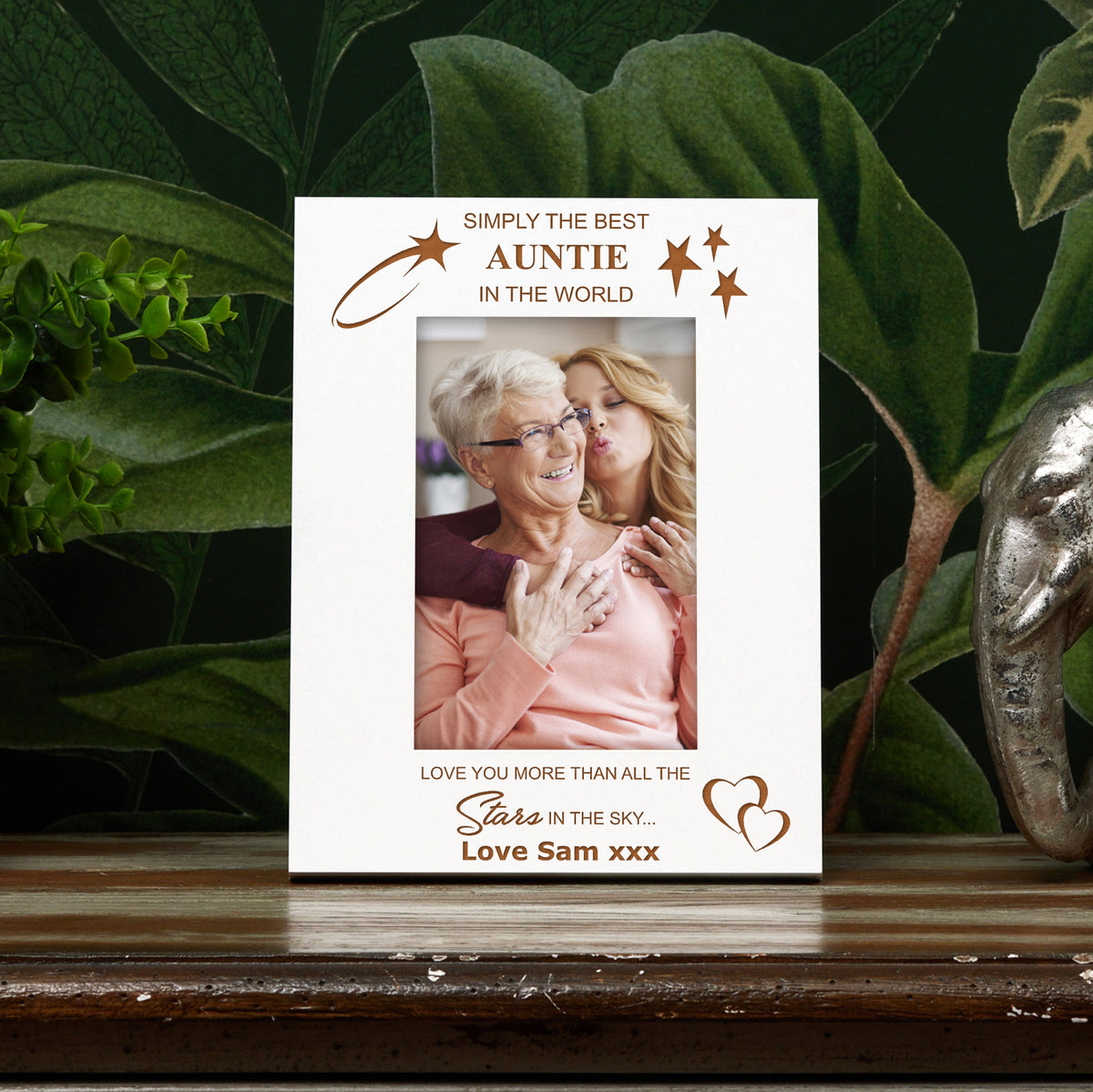 Personalised Auntie White Engraved Wooden Photo Frame Gift