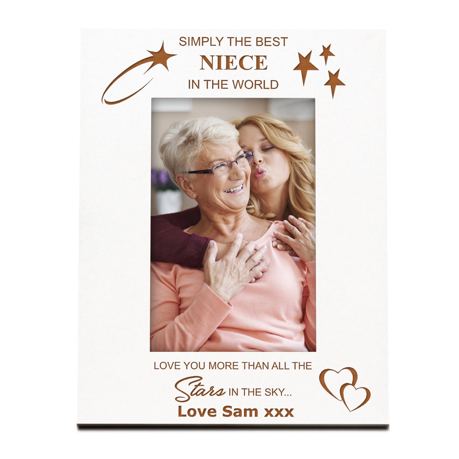 Personalised Niece White Engraved Wooden Photo Frame Gift
