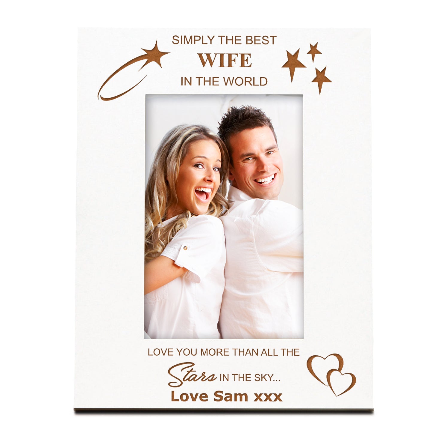 Personalised Wife White Engraved Wooden Photo Frame Gift