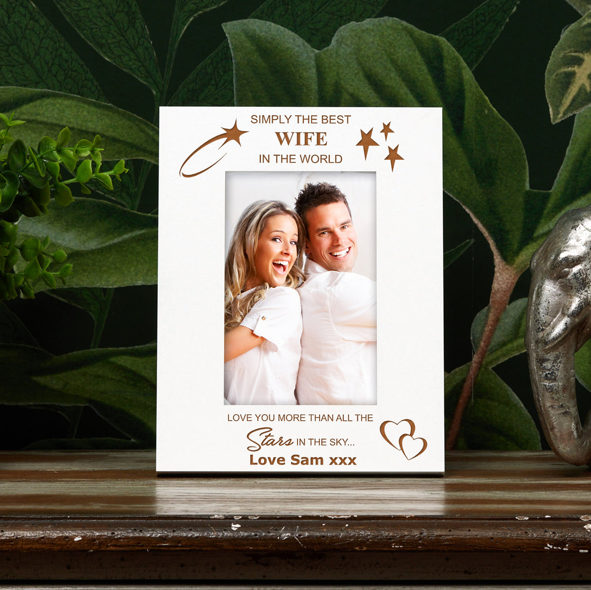Personalised Wife White Engraved Wooden Photo Frame Gift