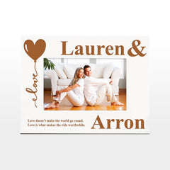 White Engraved Love Heart Picture Photo Frame Heart Gift Landscape