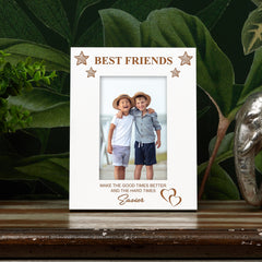 Best Friends White Engraved Wooden Photo Frame Gift