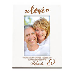 Love Heart and Quotes White Engraved Wooden Photo Frame Gift