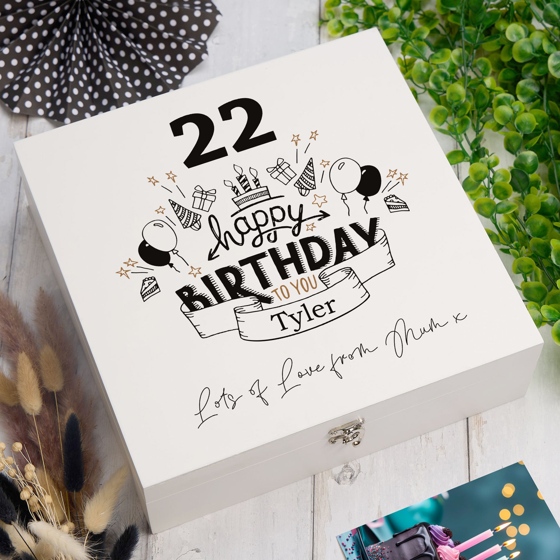 ukgiftstoreonline Personalised Any Age Happy Birthday Gift Keepsake Memory Box 18th, 21st, 30th, 40th, 50th