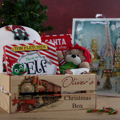 Personalised Christmas Crates With Locomotives Christmas Box Keepsakes