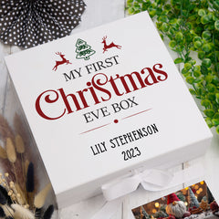 ukgiftstoreonline Personalised My First Christmas Eve Box With Reindeer & Tree Design
