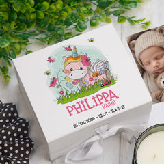 ukgiftstoreonline Personalised Baby Unicorn Design Keepsake Memory Box