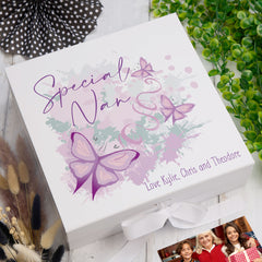 Personalised Special Nan Pink & Purple Butterfly Gift Keepsake Memory Box