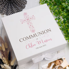 ukgiftstoreonline Personalised Communion Ornate Cross Keepsake Memory Box