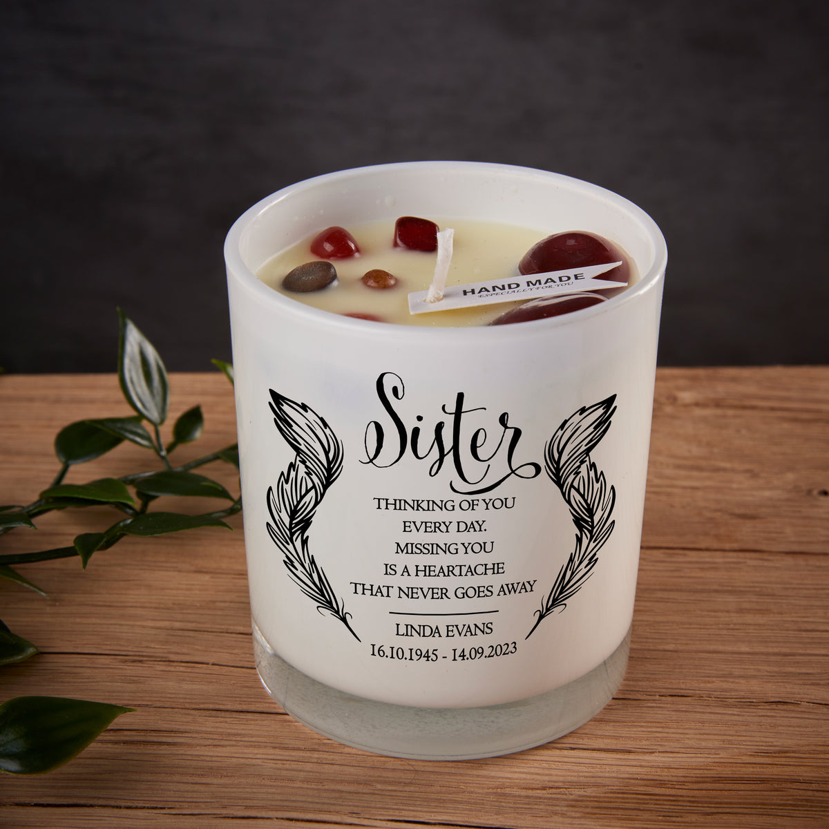 Beautiful Embellished Sister Memorial Remembrance Personalised Candle Gift