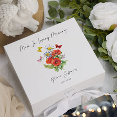 Personalised Mum Remembrance Keepsake Memory Box Butterflies and Flowers