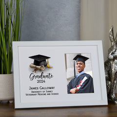 Personalised Graduation Photo Frame Gift With Hat and Scroll
