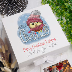 ukgiftstoreonline Personalised Baby Merry Christmas Owl Keepsake Memory Box Gift