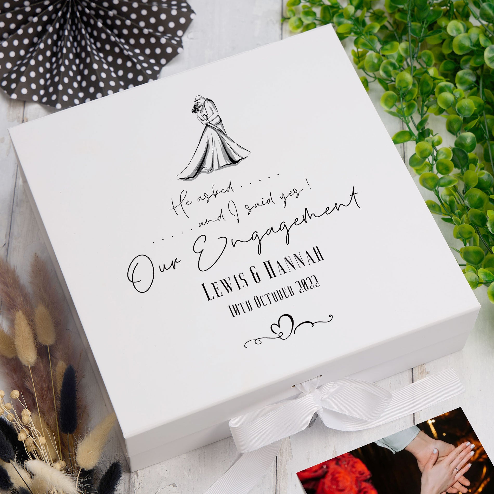 ukgiftstoreonline Personalised He Asked I Said Yes Our Engagement Keepsake Memory Box Gift