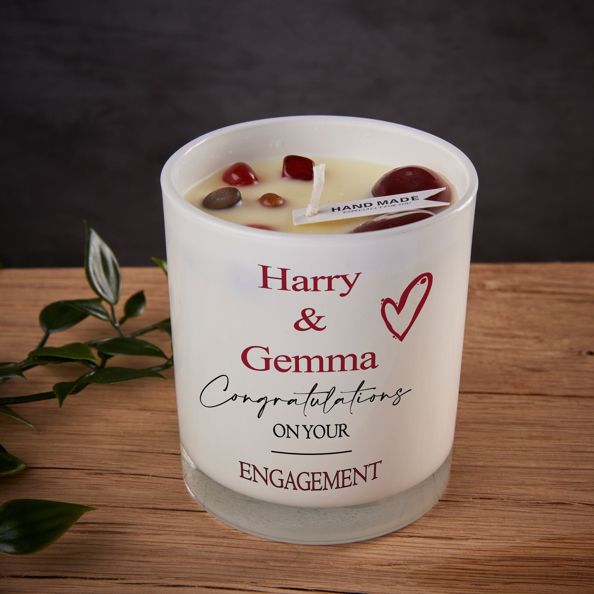 Beautiful Embellished Handmade Engagement Personalised Candle Gift