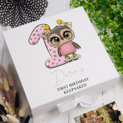 ukgiftstoreonline Personalised Baby Girl First Birthday Keepsake Memory Box Gift