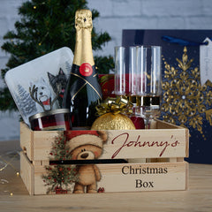 Personalised Christmas Crates With Teddies Christmas Box Keepsakes
