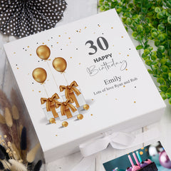 Personalised 30th Birthday Keepsake Memory Box Gold Presents