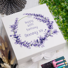 ukgiftstoreonline Personalised Lavender Wreath Birthday Gift Box Keepsake Memory Storage