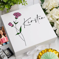 Personalised Birth Flower Birthday Keepsake Box Memory gift box