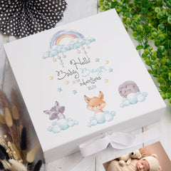 ukgiftstoreonline Personalised Hello Baby Let Our Adventures Begin Keepsake Memory Box Gift