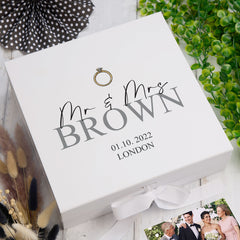Personalised Wedding Ring Design Keepsake Memory Box